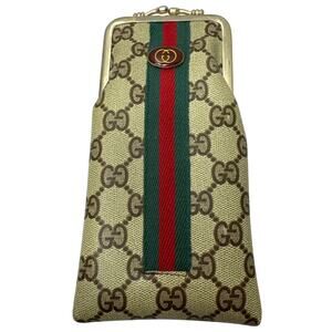 Vintage Gucci GG Supreme Cigarette Case, Sherry Line Web Stripe, Kiss Lock Pouch